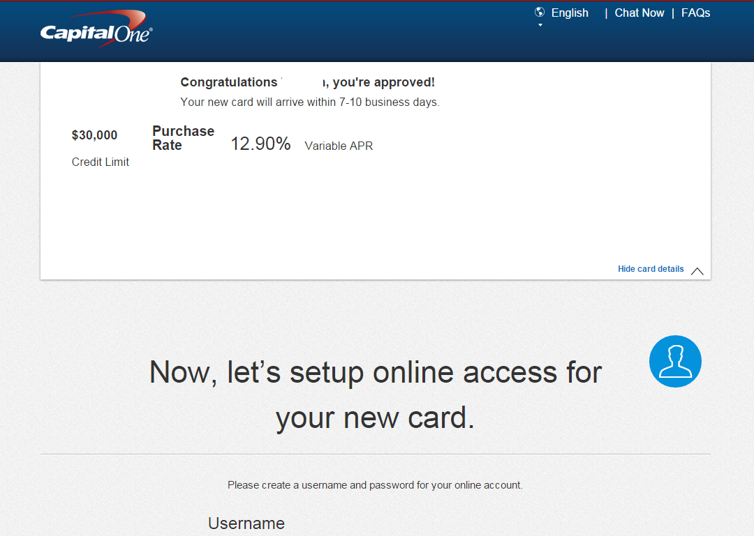Capital one credit card online access setup