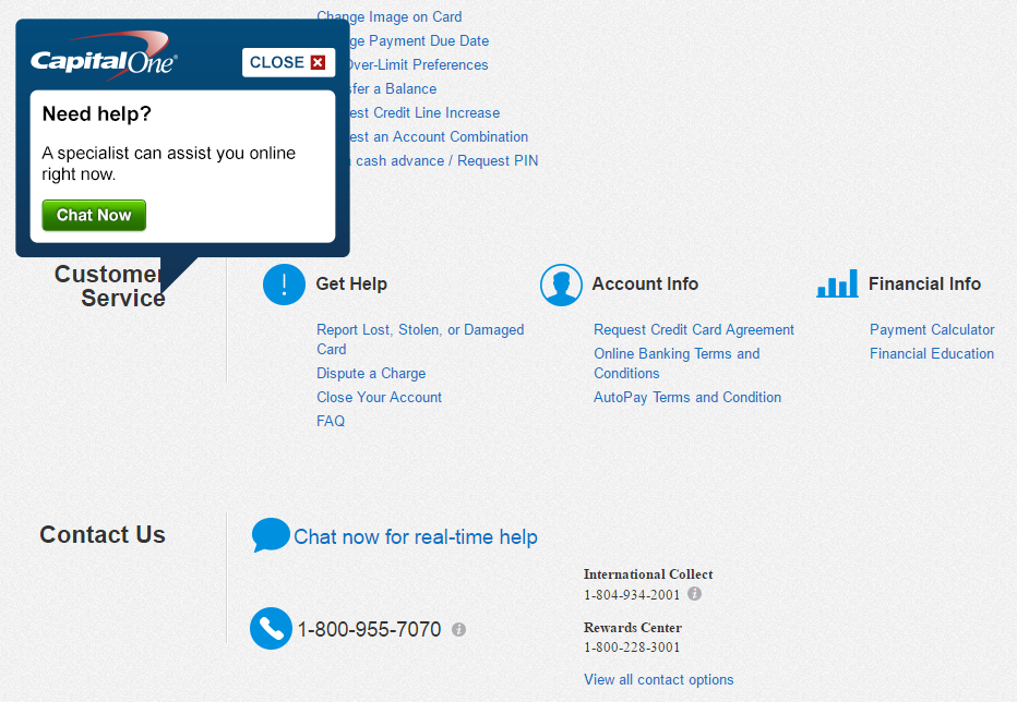 Capital one credit card chat customer service
