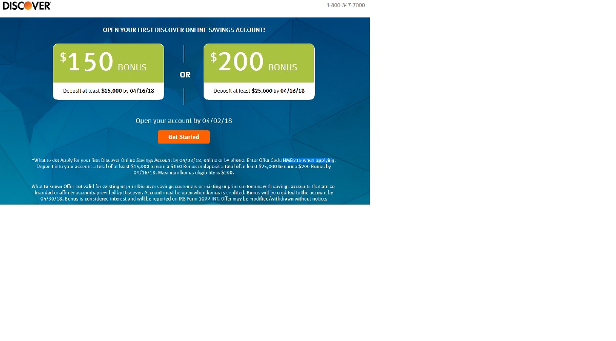 discover bank savings account offer code