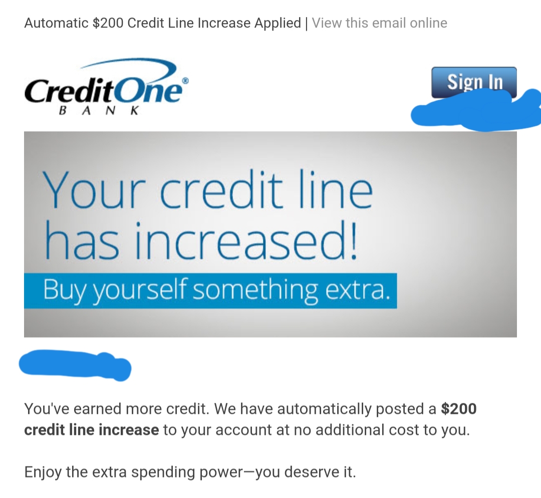 Credit one bank limit increase